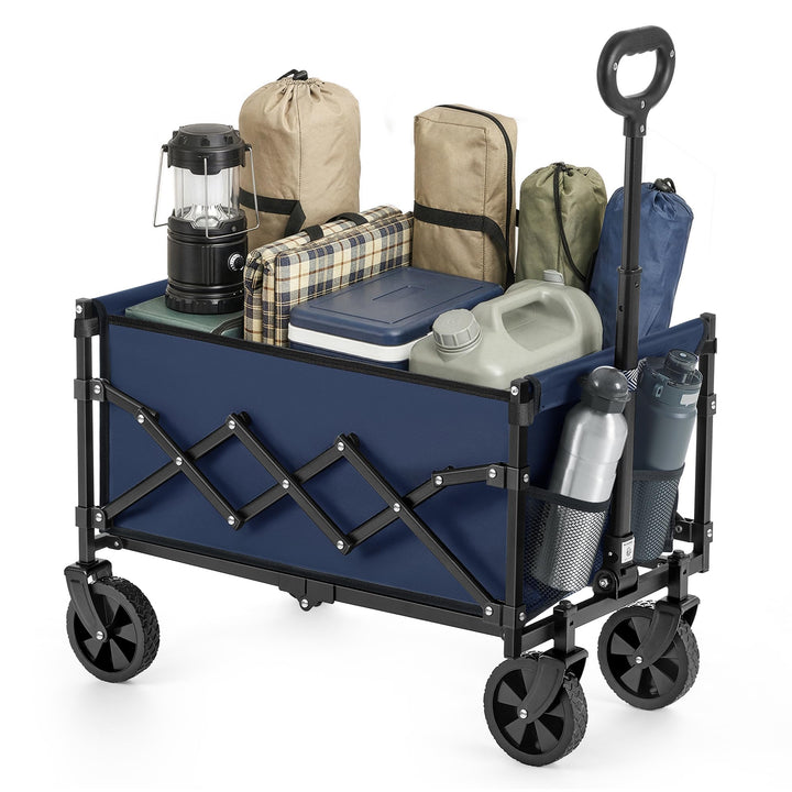 SONGMICS Kleiner Handwagen faltbar, Gartenwagen, kompakt, mit Griff, mit 4 verstärkten Rollen, Davon