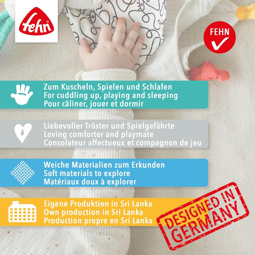 Fehn Schmusetuch Baby Spielzeug Elefant - Schnuffeltuch für Neugeborene - Einschlafhilfe mit „Glow-i