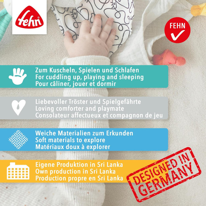 Fehn Schmusetuch Baby Spielzeug Elefant - Schnuffeltuch für Neugeborene - Einschlafhilfe mit „Glow-i