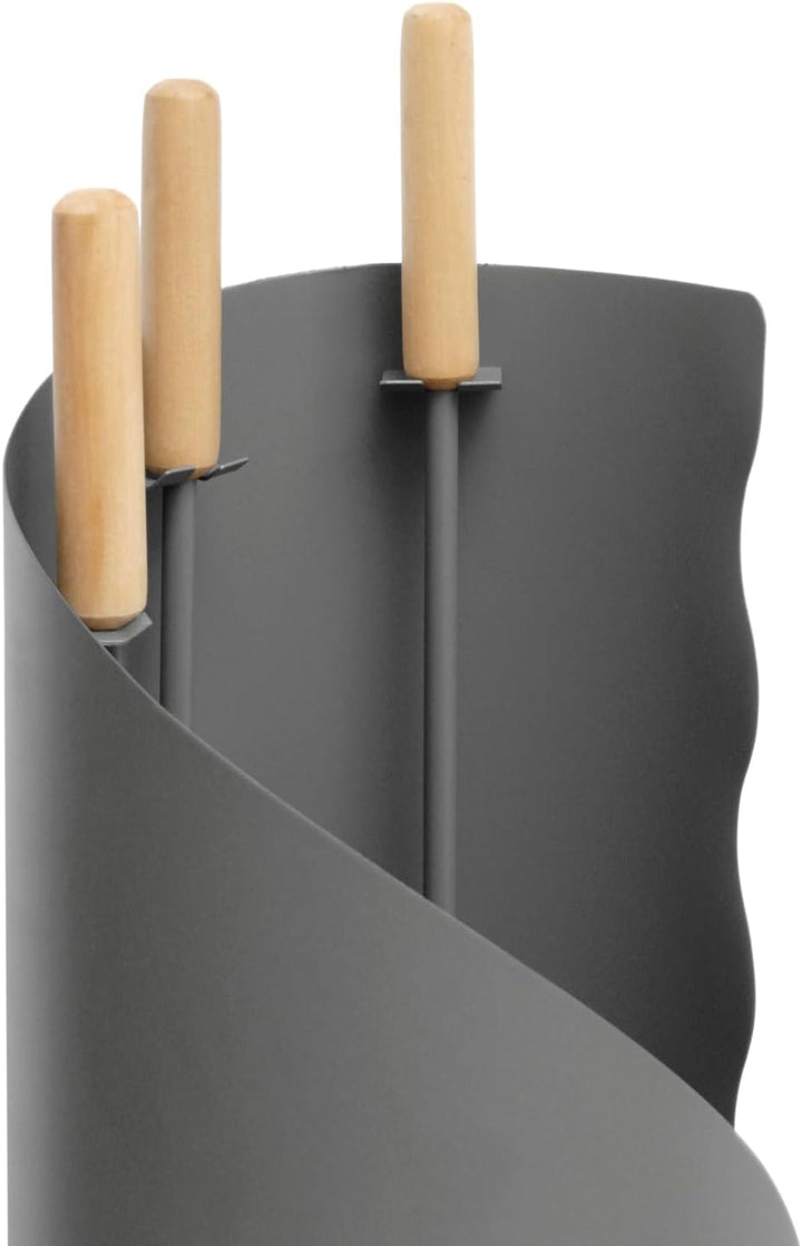 raik R1000 Raik Kaminbesteck Otto, 3-teilig, grau, Holzgriffe, 64