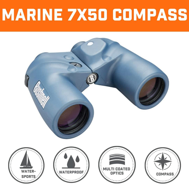 Bushnell Fernglas 7x50 Marine wasserdicht, robust, perfekt für Segeln, Bootsfahrten, MIT Kompass, 13
