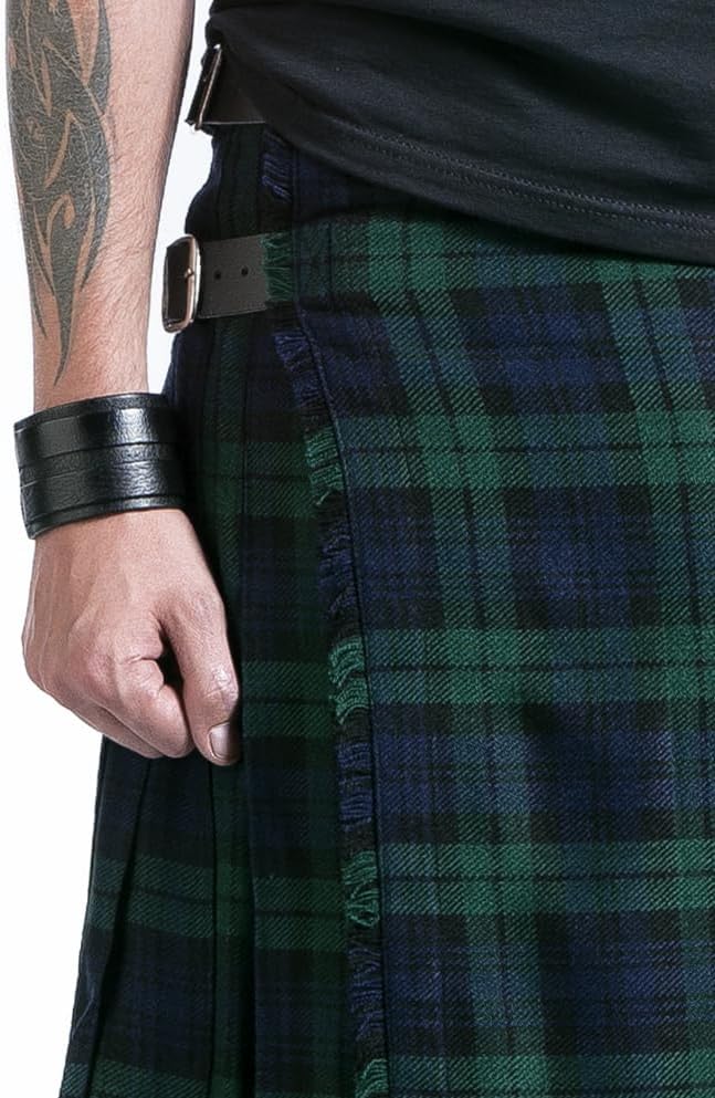 Black Premium by EMP Herren grün-blaues Kult Tartan Kilt grössenverstellbar L Grün/Blau, L Grün/Blau