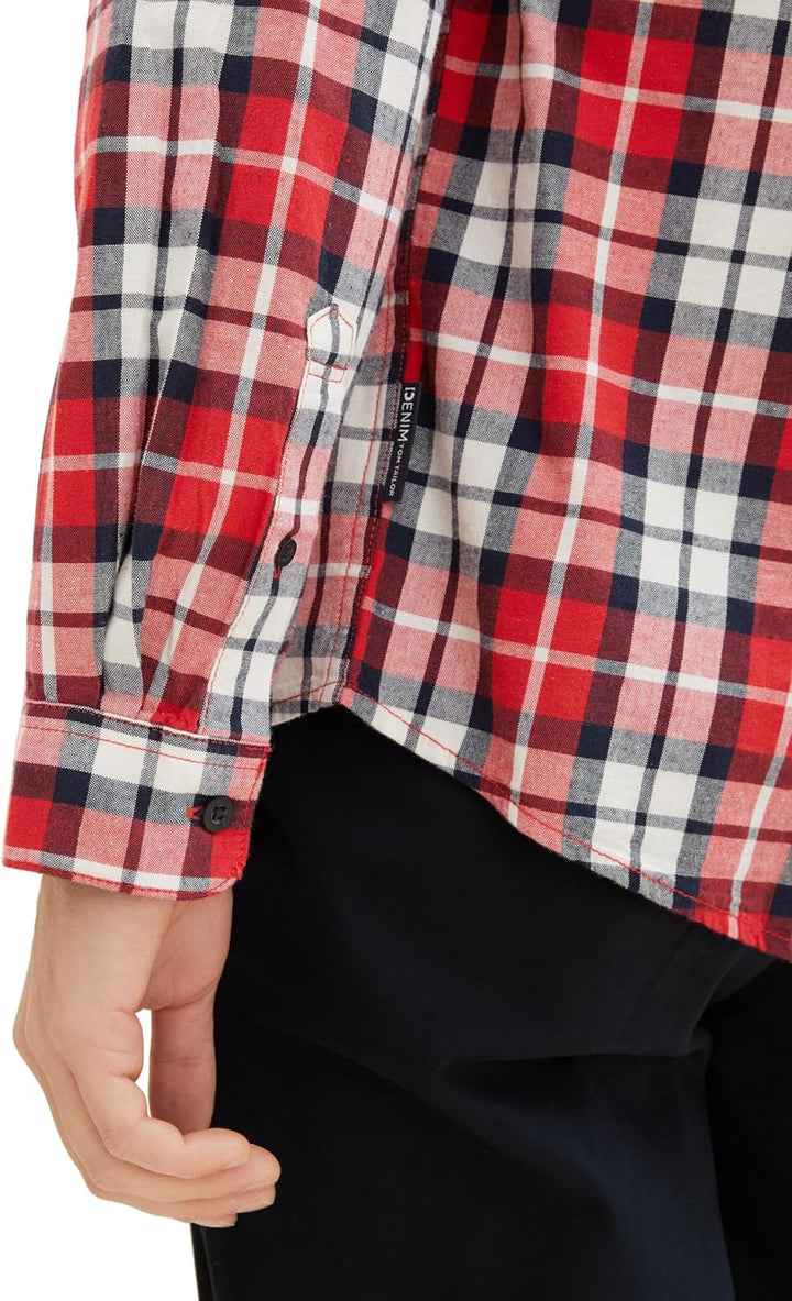 TOM TAILOR Denim Herren Hemd S 33925 - Red Colorful Check, S 33925 - Red Colorful Check