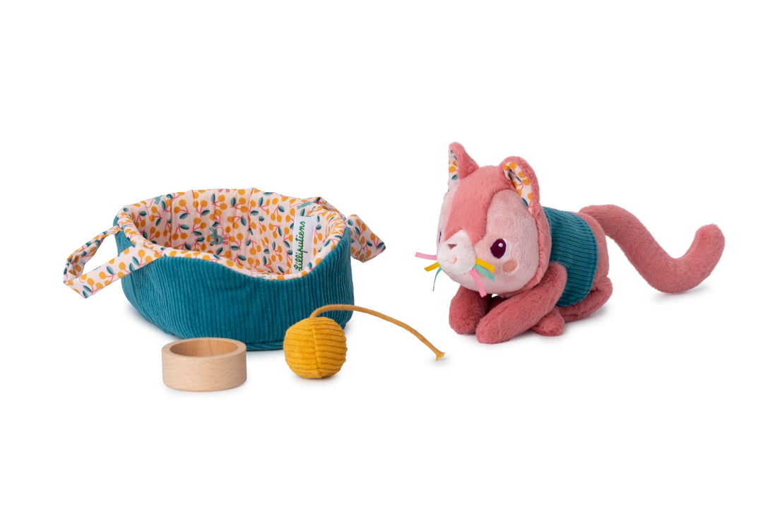 Lilliputiens - Plüschtier Jeanne, die Katze und Ihr Korb - Kuscheltier Katze mit Korb und Zubehör -