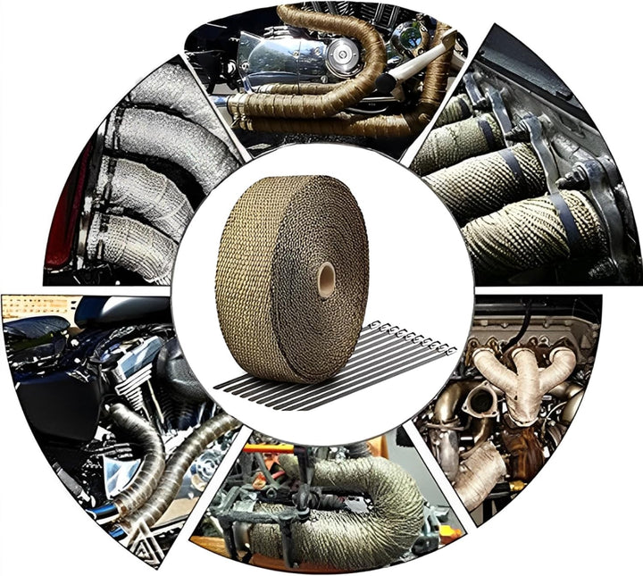 MUXHEL 15M x 5CM Hitzeschutzband, Hitzeschutzband Auspuff, Auspuff Dichtband, Auspuff Hitzeschutzban