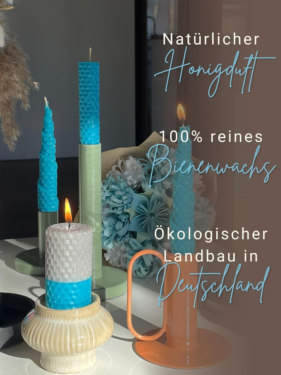 Wachsmann 20 Bienenwachsplatten aus Deutschland, türkis, Wachsplatten 20 x 15 cm, Bienenwachs Kerzen