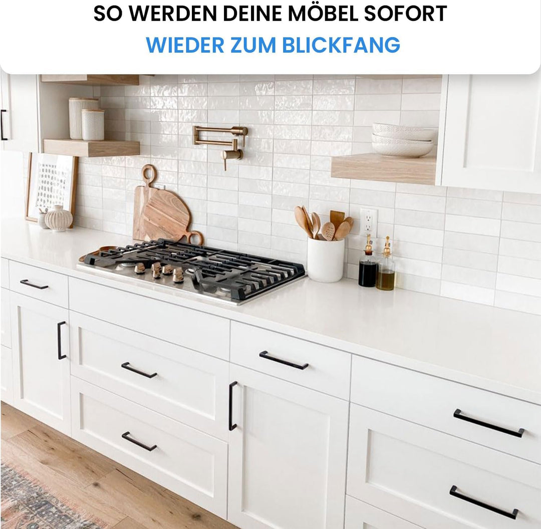 Schrankgriffe schwarz 15 Stück 128mm - Hochwertige Möbelgriffe aus vollem Edelstahl - Griffe für Küc
