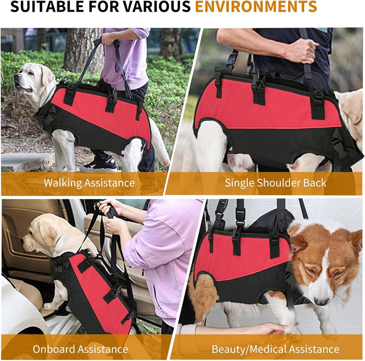 PETCUTE Hunde-Tragegeschirr,Hundegeschirr-Rucksack für grosse Hundes,Ganzkörpergeschirr mit Griff,Ve
