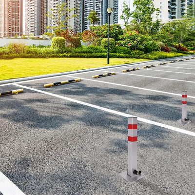 JOIEYOU Parkplatzsperre Absperrpfosten, Parkpfosten Klappbar, Parkplatzsperren mit 3 Schlüssel und R