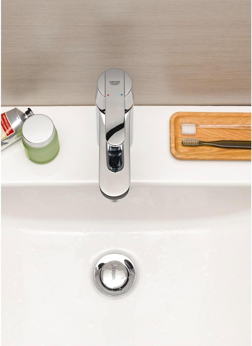 GROHE Get - Einhand- Waschtischarmatur (wassersparend, schnelle Befestigung, inkl.Temperaturbegrenze
