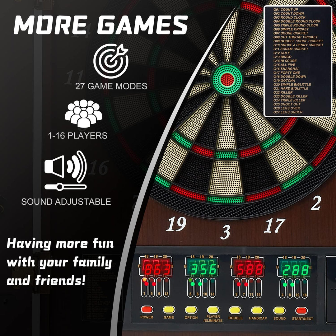 Brovamo Dartscheibe, Dekoratives Dartscheiben-Schrank-Set [12*Soft Tip Darts], Elektronische Dartsch
