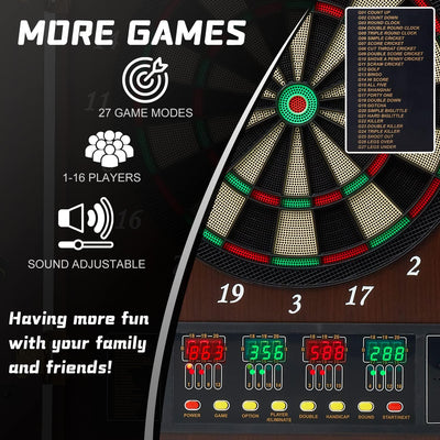 Brovamo Dartscheibe, Dekoratives Dartscheiben-Schrank-Set [12*Soft Tip Darts], Elektronische Dartsch