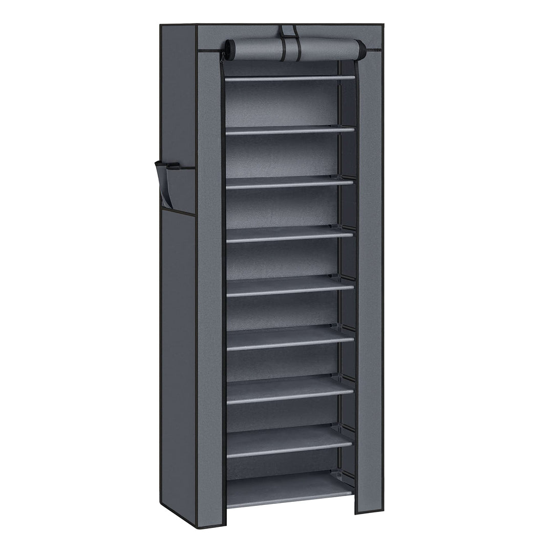 SONGMICS Schuhregal mit 10 Ebenen, 28 x 58 x 160 cm, Schuhschrank, Schuhaufbewahrung, mit staubdicht