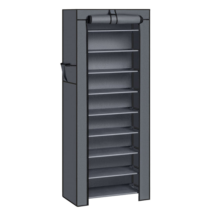 SONGMICS Schuhregal mit 10 Ebenen, 28 x 58 x 160 cm, Schuhschrank, Schuhaufbewahrung, mit staubdicht