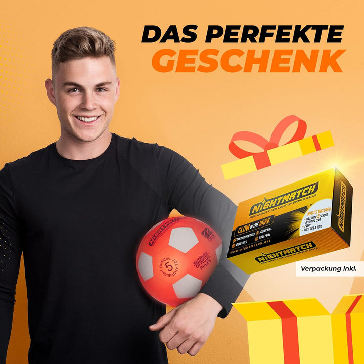 NIGHTMATCH Offizielle Grösse 5 Wasserbeständig LED Leuchtfussball - Leuchtender Fussball für Nachtsp