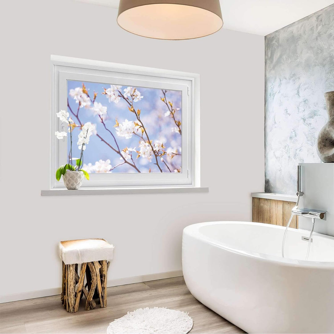 Fensterdeko I Sichtschutz Fenster-Sticker Selbsthaftend I Dekofolie für Bad, Küche, Kinderzimmer - W