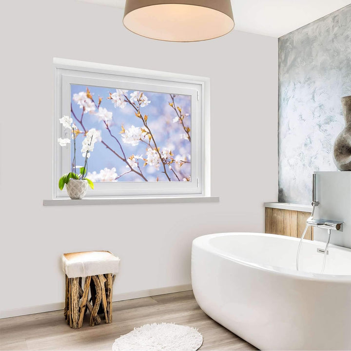 Fensterdeko I Sichtschutz Fenster-Sticker Selbsthaftend I Dekofolie für Bad, Küche, Kinderzimmer - W