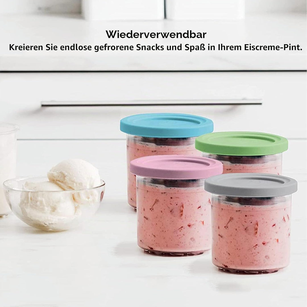 4er-Pack Wiederverwendbare 600-ml-Eisbecher – Spülmaschinenfeste Gefrierbehälter für Eismaschinen de
