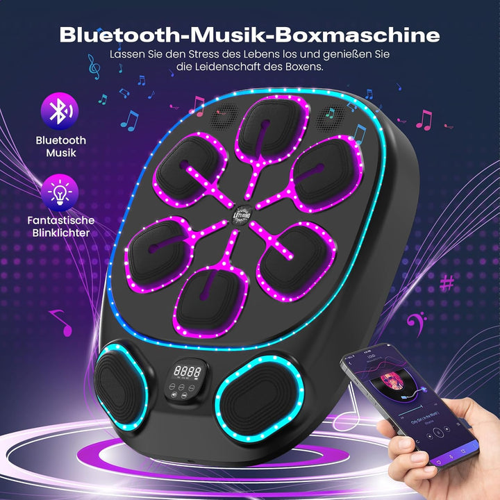 RevFit Music Boxing Machine mit LED-Lichtern, Bluetooth, 9 Geschwindigkeitsmodi & Zählmodus, Elektro
