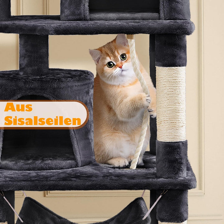 Yaheetech Kratzbaum 158 cm Kartzenbaum Katzenkatzbaum, mit 2 Katzenhäusern und 2 Plattformen, Sisal