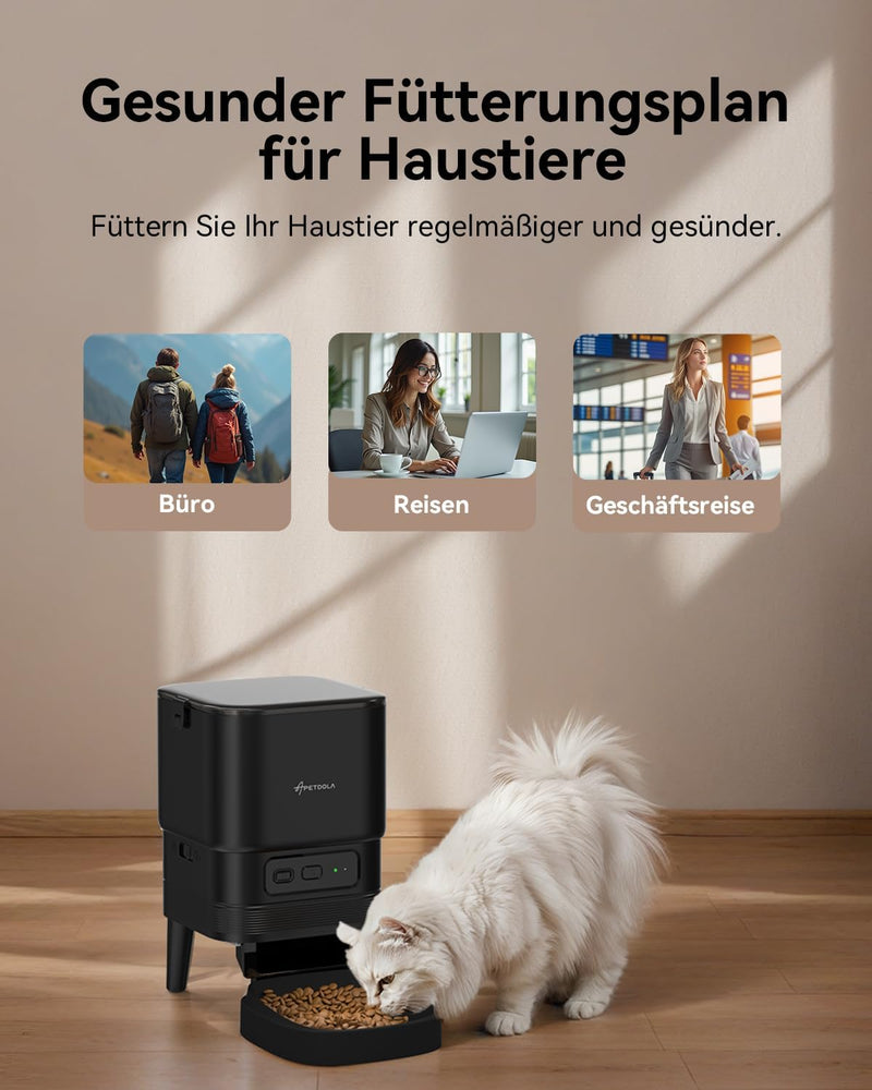 APETDOLA Futterautomat Katze, 2.4G WiFi Katzenfutter mit APP Steuerung, 4L Automatischer Futterspend