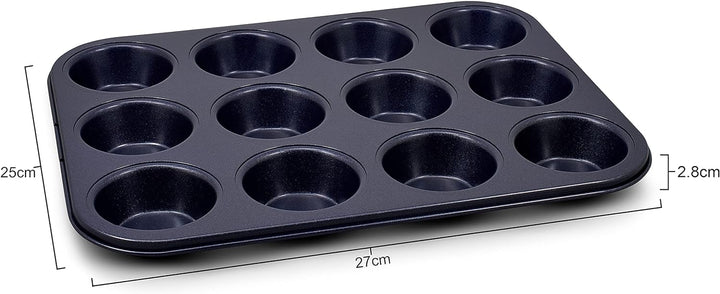 Zyliss E980200 Muffinform, Antihaftbeschichtung, Carbonstahl, Dunkelblau, Blech für 12 Muffins, Muff