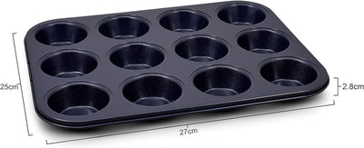 Zyliss E980200 Muffinform, Antihaftbeschichtung, Carbonstahl, Dunkelblau, Blech für 12 Muffins, Muff