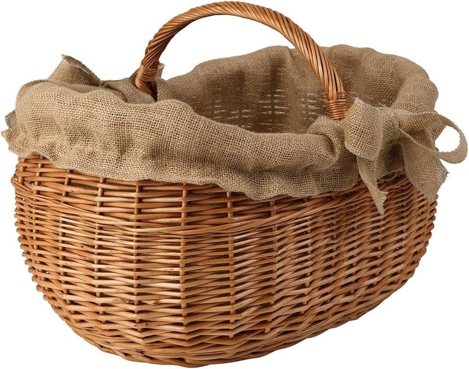 Grosser Vollweidener Kaminkorb, naturfarbiger Kaminkorb aus Weide, Weidenkorb für Kaminholz