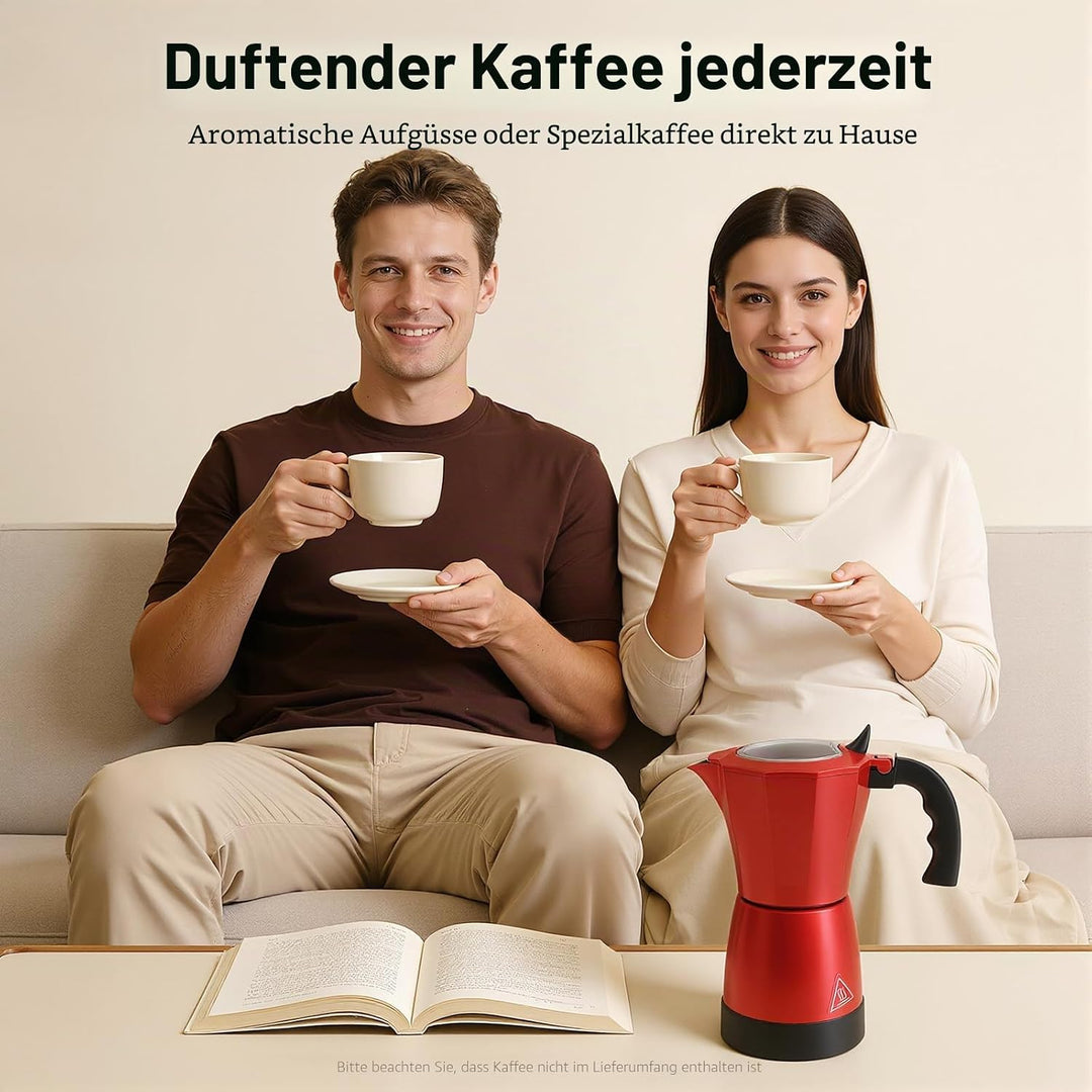 Elektrische Espressokocher 480W 300ml Kaffeekanne Espressokanne 6 Tassen Italienische Mokkakanne mit