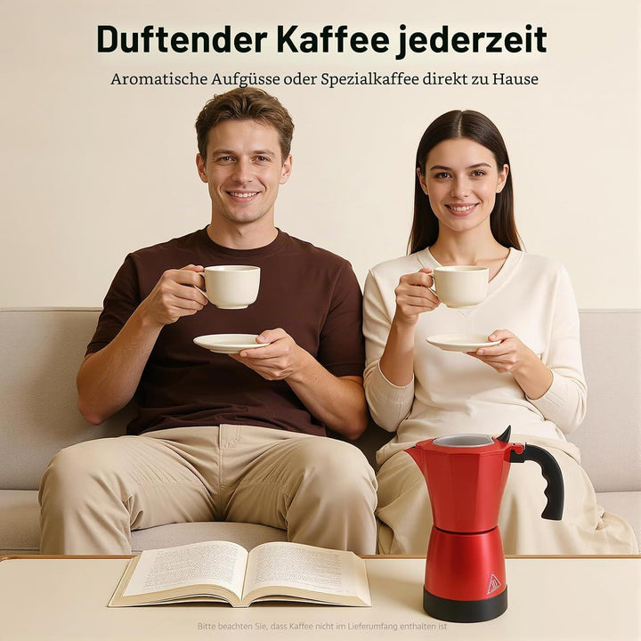 Elektrische Espressokocher 480W 300ml Kaffeekanne Espressokanne 6 Tassen Italienische Mokkakanne mit