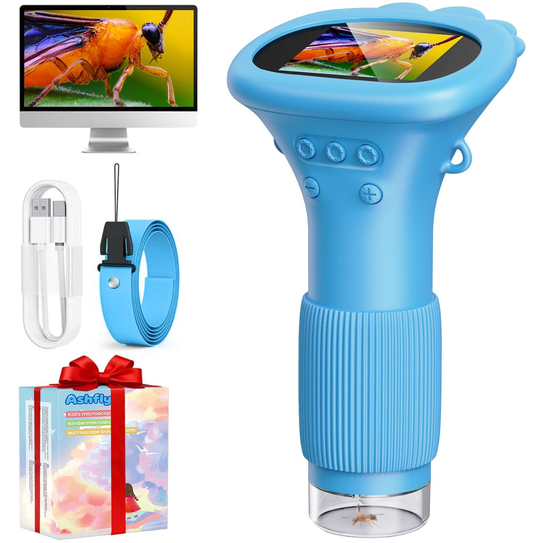 Lemoni mikroskop Ashfly-mikroskop für Kinder, lemoni Explorer - digitalermikroskop 2,0" IPS-Bildschi