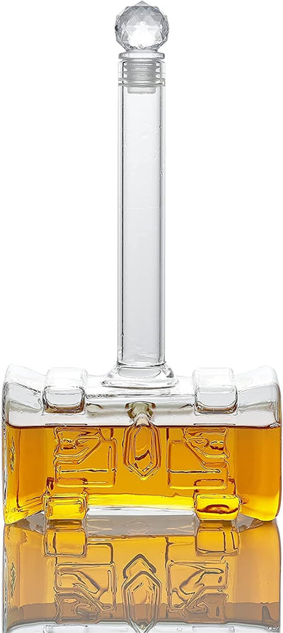 ALLILUYAA Whiskey Decanter,Handgemachte Thors Hammer Decanter,Transparent Creative Whisky Karaffe Ge