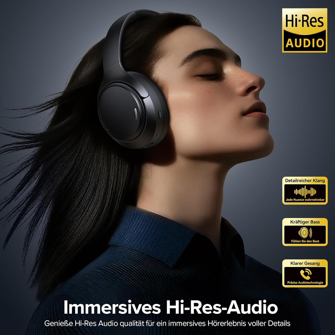 Bluetooth Over Ear Kopfhörer mit 6 ENC Mikrofonen & Hybrid ANC, 100 Std Akku, Faltbares Design, Komf