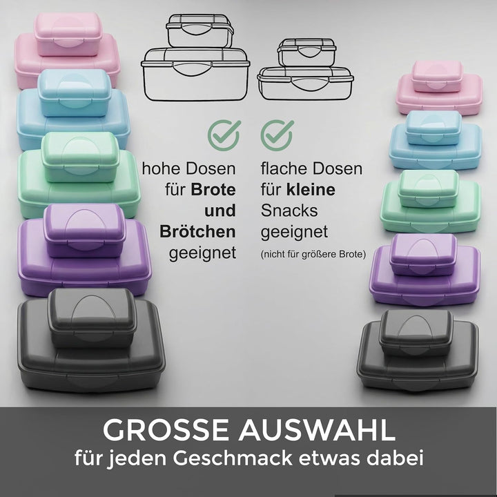 Hausfelder Brotdose Set Erwachsene – 4er Lunchbox Set anthrazit mit 2 grossen (18x14x6,5cm) &amp; 2 klei