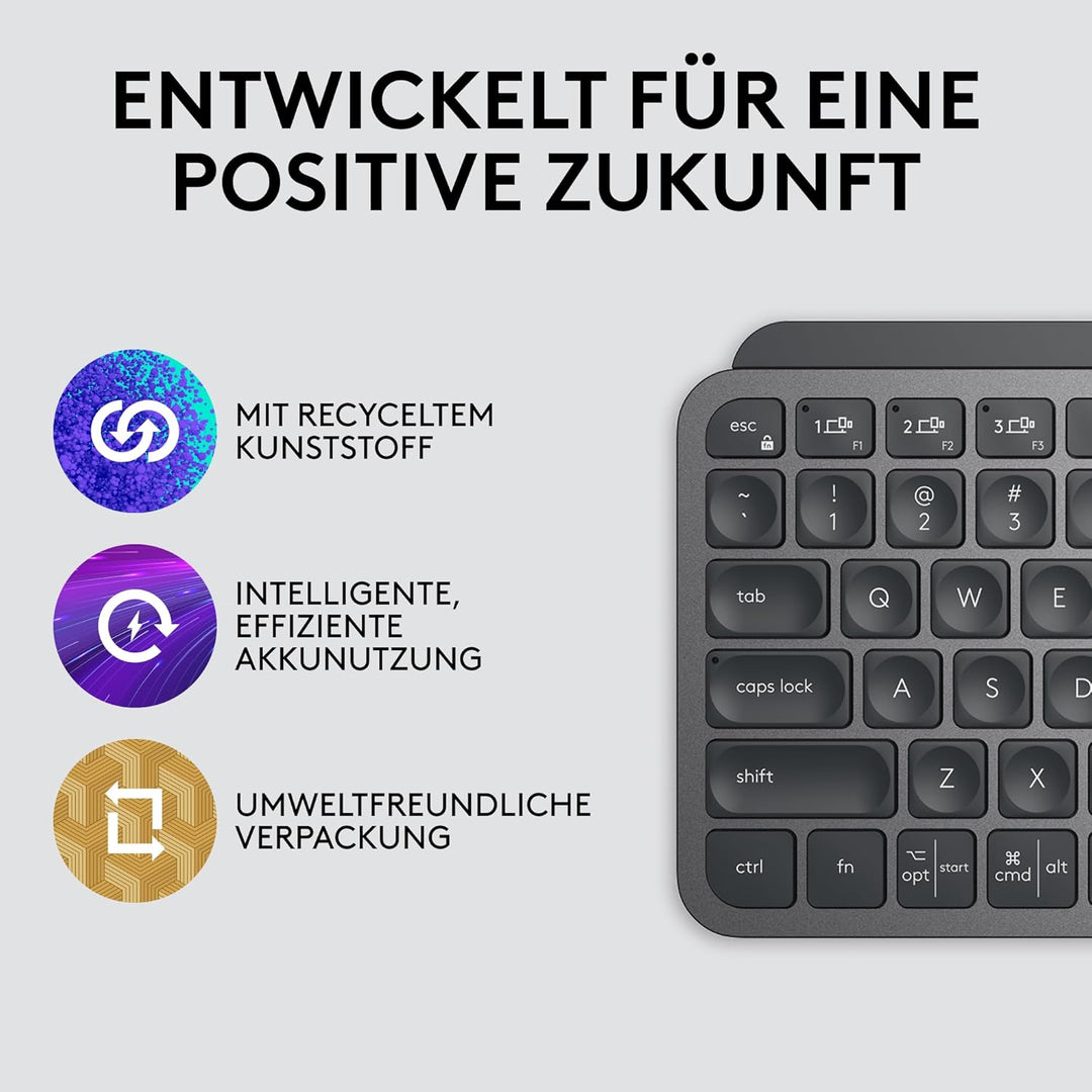 Logitech MX Keys Mini Kabellose Tastatur, Kompakt, Bluetooth, Hintergrundbeleuchtung, USB-C, Kompati