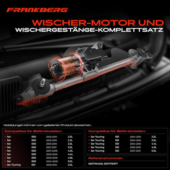 Frankberg Wischergestänge mit Wischermotor Vorne für 5er E60 E61 520 523 525 530 535 540 545 550 M5