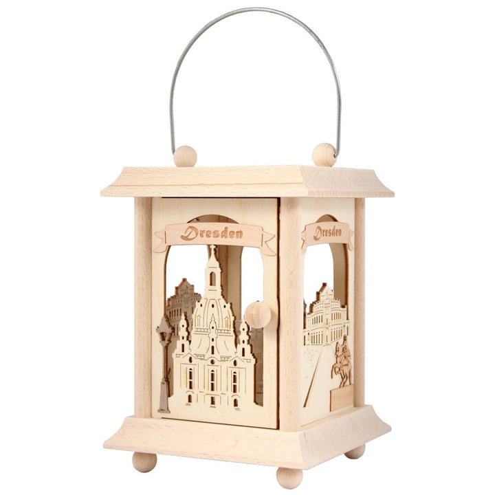 Drechslerei Kuhnert Tischlaterne/Teelichthalter - Motiv: Dresden aus Edelholz - Masse: 11,5 x 11,5 x