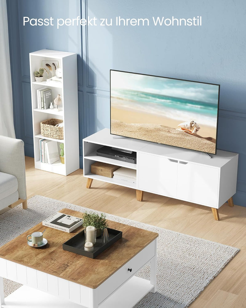 VASAGLE TV-Schrank, Fernsehtisch mit 2 Türen, 140 cm lang, TV-Regal für Fernseher bis zu 60 Zoll, ve