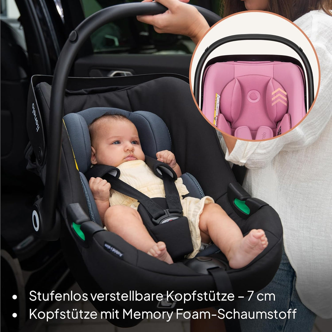 Lionelo ASTRID i-Size Baby Autositz 40-87 cm, Babyschale Gruppe 0+, Rückwärtsgerichtete Montage, 3-P