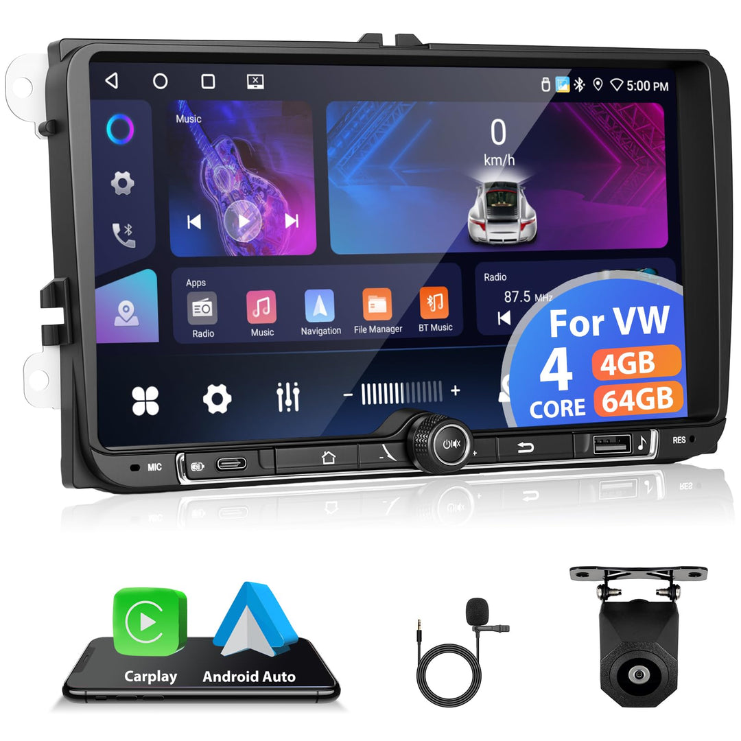 4GB+64GB Autoradio mit Type-C GPS Navi für VW Passat B6 T5 Golf 5 6 Polo Tiguan 6R T5 Jetta Seat Sko