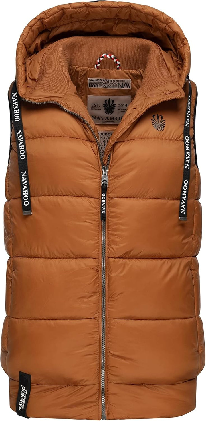 Navahoo Damen Steppweste leichte Outdoor-Weste Übergangsjacke mit Kapuze Kassidy XS-3XL XS Rusty Cin