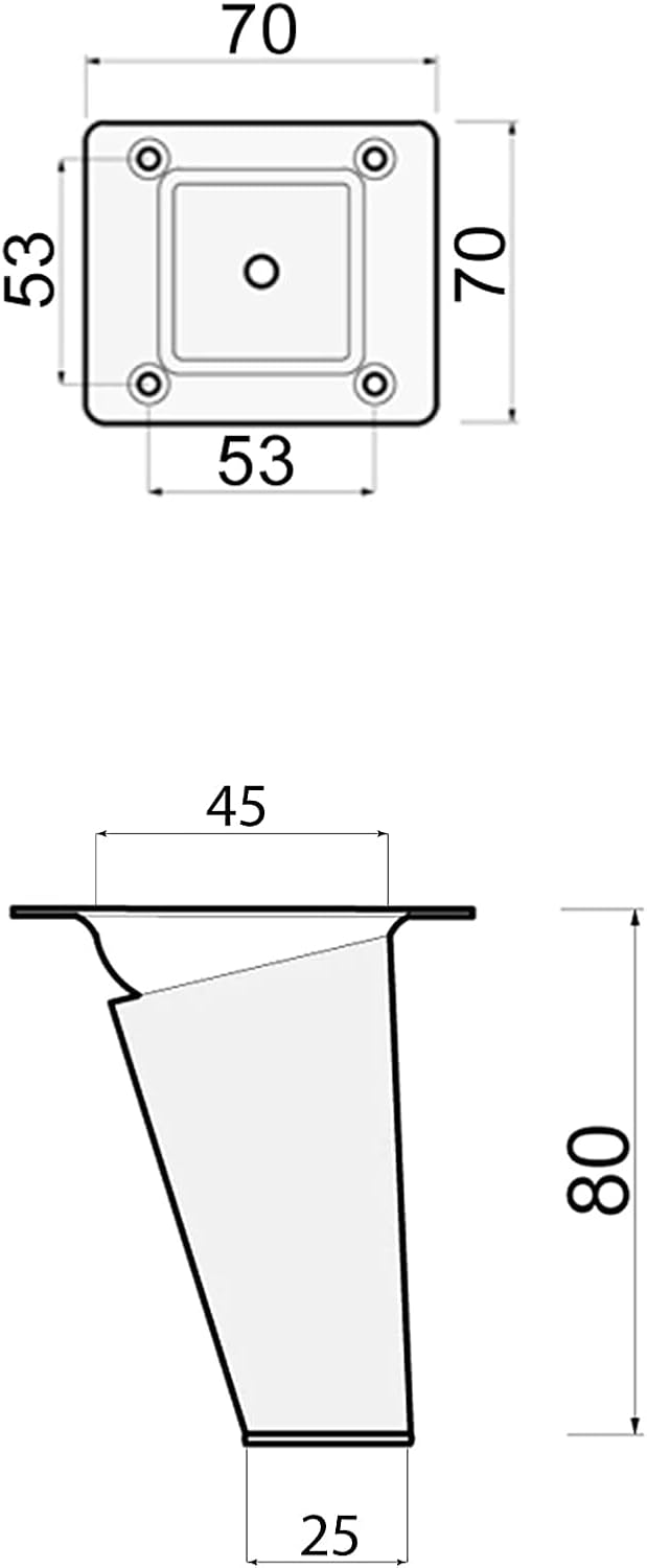 Sossai® Holz-Tischbeine - Clif Square | Öl-Finish | Höhe: 8 cm | HMF4 | eckig, konisch (schräge Ausf