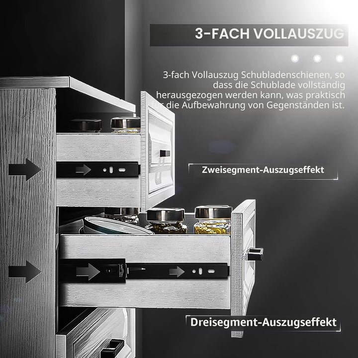 AOLISHENG Schubladenschienen Vollauszug 250mm Schwerlastauszug mit 45 kg Tragkraft für Küchenschränk