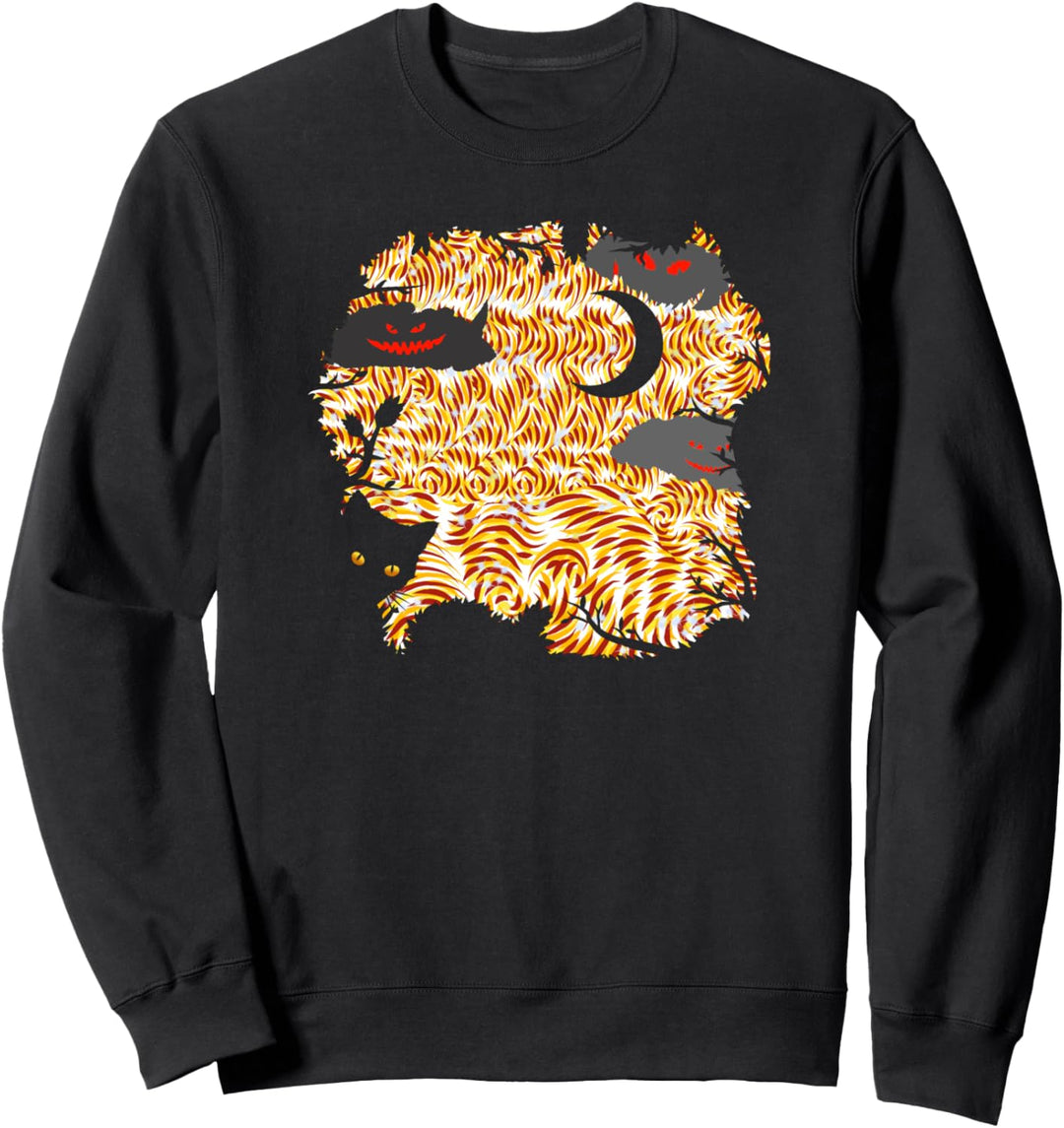 Fire Nightmare red sky cat moon - Grunge Gothic Occult Sweatshirt
