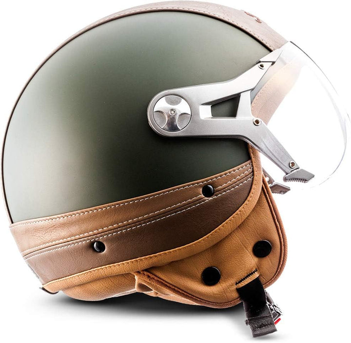 Soxon® SP-325 Urban „Green“ · Jet-Helm · Motorrad-Helm Roller-Helm Scooter-Helm Moped Mofa-Helm Chop
