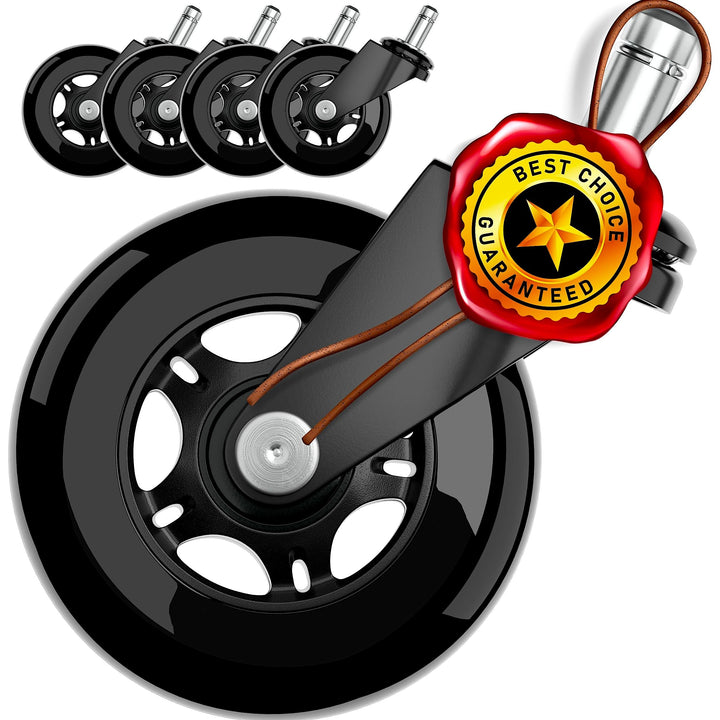 XeloTech 5er Set Hartboden-Rollen für Bürostuhl - 11mm x 22 mm - Black Edition - Sehr leise Bürostuh