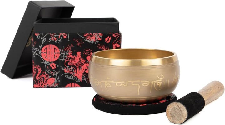 Indische Klangschalen mit TARA-Verzierung und Geschenkbox, 14