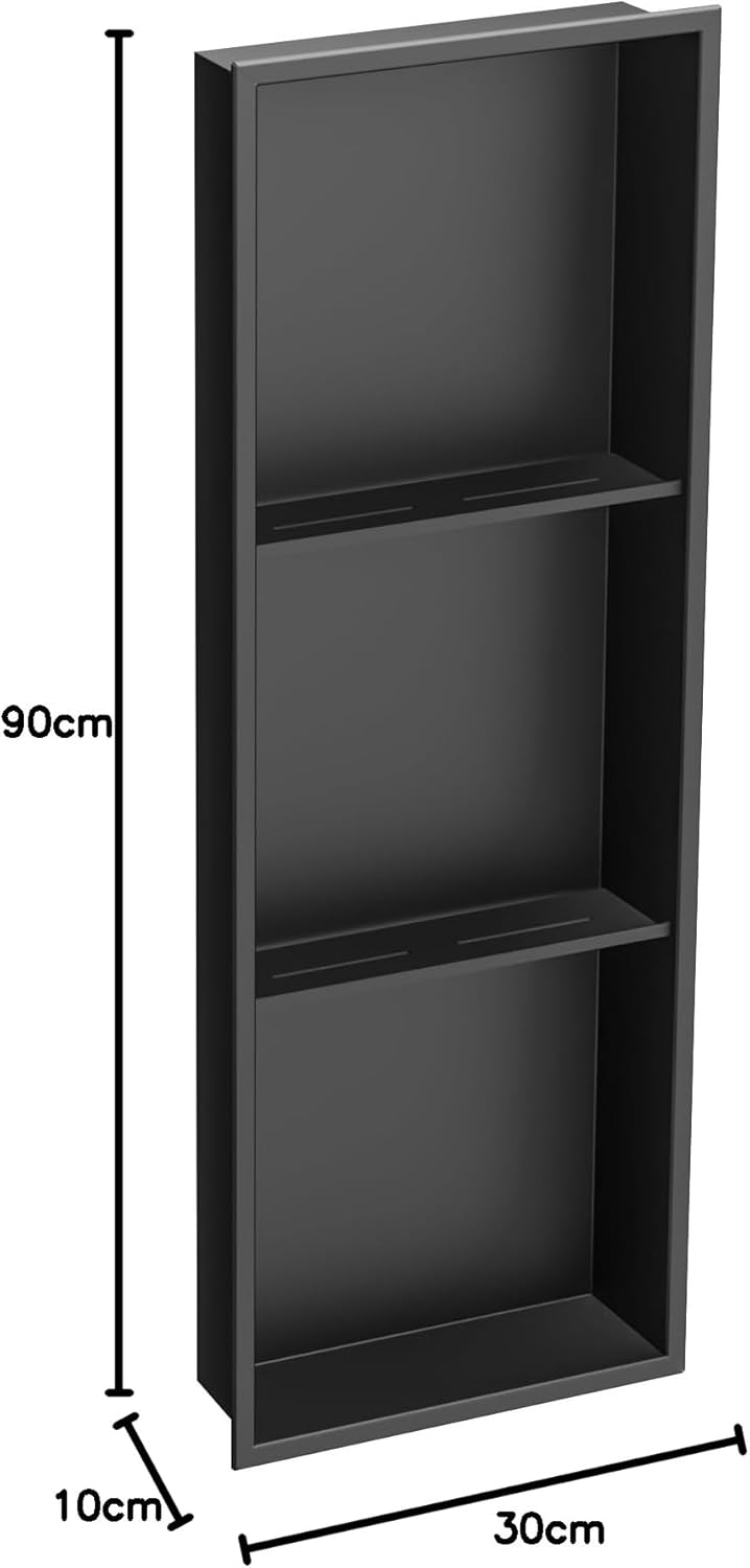 Neodrain Wandnische Dusche Edelstahl Dreifach-Duschnische Wandnische Lagerung für Badezimmer 90x30 c