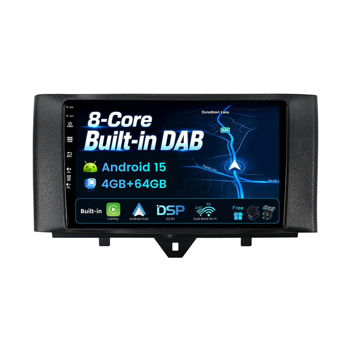 [Eingebaut DAB] - Android 15 IPS Autoradio für Benz Smart Fortwo (2011-2015) - Kabellos Carplay/Andr