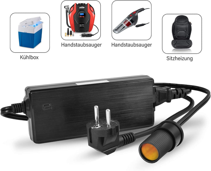 LEICKE KFZ Netzteil Stromwandler Gleichrichter 120W | TÜV |12V 10A AC DC mit Zigarettenanzünderbuchs